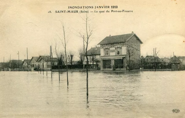 Saint MAUR DES FOSSES Inondations Janvier 1910 Le Quai du Port au Fouarre