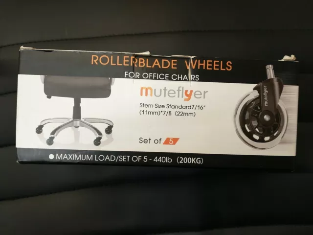 MUTEFLYER Rollerblade Office Style Chair Wheels (5) Casters Protects All Floors