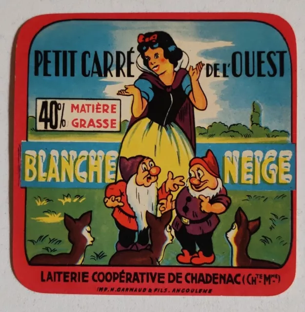 Etiquette fromage Petit Carré De L'ouest Blanche Neige Laiterie De CHADENAC 17