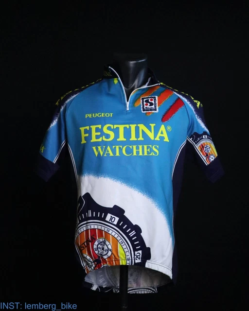 Maillot Cycliste FESTINA 110 Ans - Biemme Taille L - Jersey Bleu Marine Collection