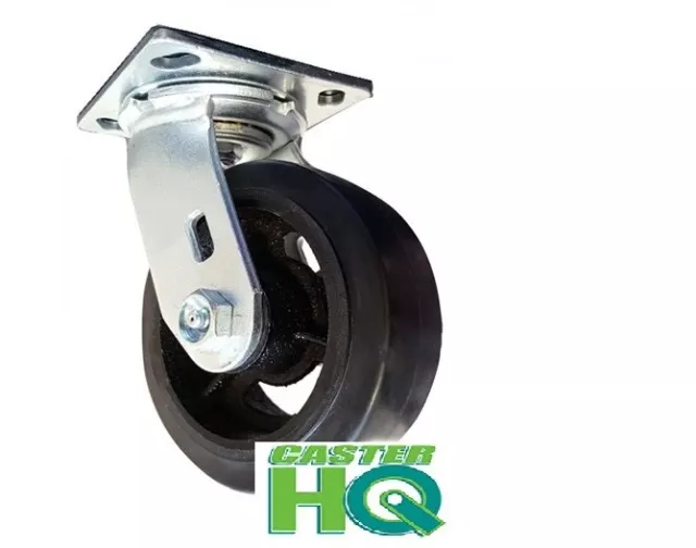 CASTERHQ-6" x 2" Rubber on Iron Wheel - Dumpster & Trash Container Swivel Caster