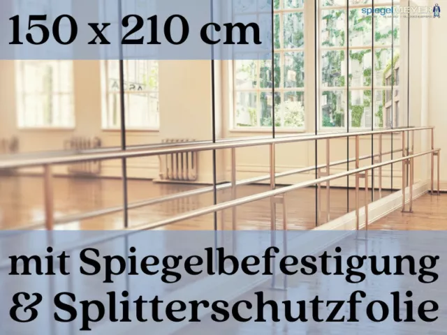 Tanzspiegel Spiegelwand Spiegel - Spiegelschienen & Splitterschutz - 150x210 cm