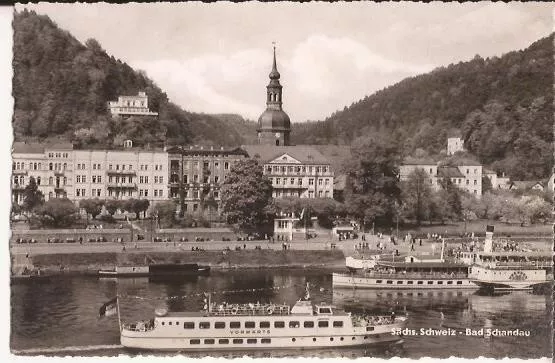 AK Bad Schandau an der Elbe mit Rad Dampfer Vorwärts und Dresden, um 1963