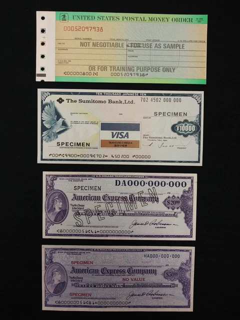 American Express, USPS &The Sumitomo Bank Specimen Check and Money Order