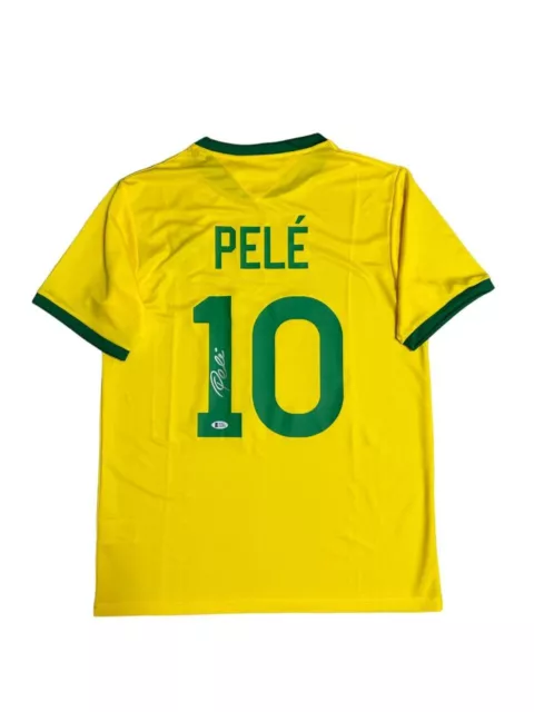 Pele Yellow Hand Signed Jersey Autographed Brazil BAS COA