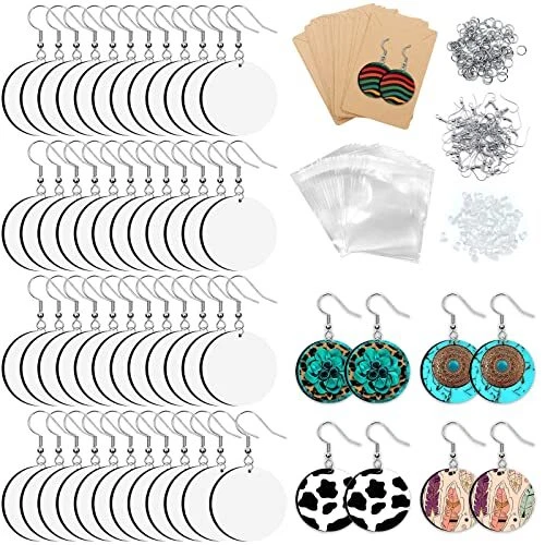 60 Pcs Sublimation Earrings Blank Bulk, Sublimation Printing Earrings Unf