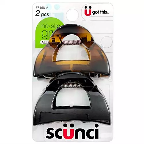 Scunci No-Slip Grip 5.5 cm Jaw Clips, All Day Hold, 2-Count Per Pack 1-Pack