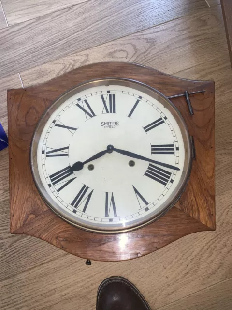 Smiths Enfield Clock Vintage Wall Mounted Pendulum With Chimes School Clock