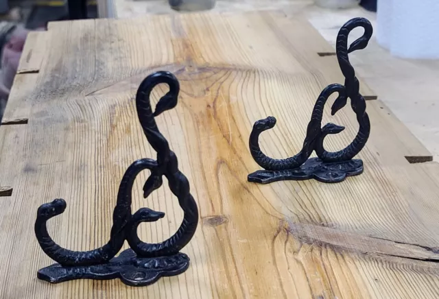 Antique Cast Iron Garden of Eden Snake Coat Hooks  *Nice*