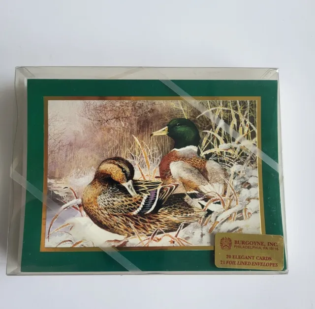 (20) Burgoyne Elegant Mallard Duck Holiday Christmas Cards + Envelopes - *NEW*