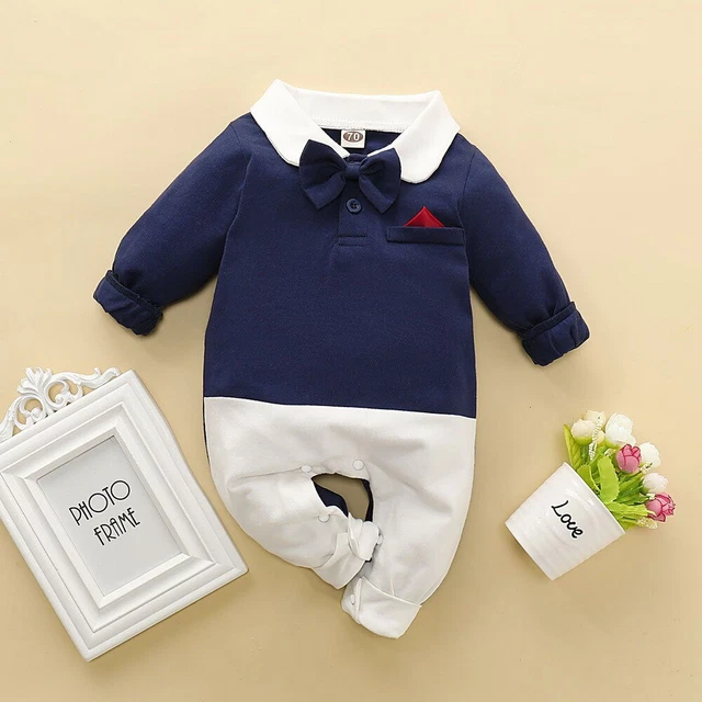 Infant Newborn Baby Boys Gentleman Clothes Romper Bodysuit Jumpsuit Outfits UK