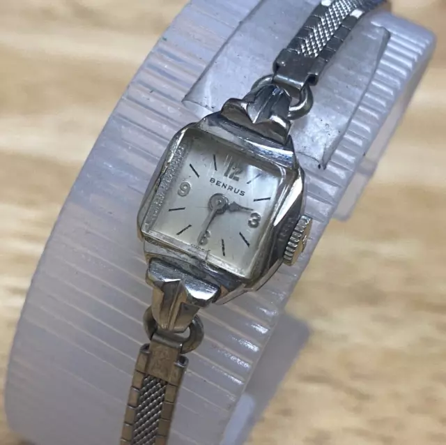 Vintage Benrus Watch Swiss Hand Wind Lady 10k RGP GF Mesh Band Cocktail 5 1/2"