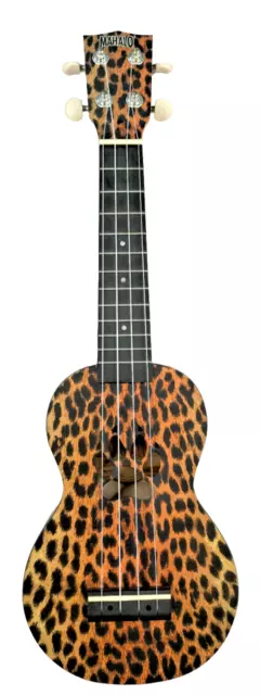 Mahalo Ukulele Soprano Ghepardo Cheetah Borsa Inclusa Legno Leopardato Regalo