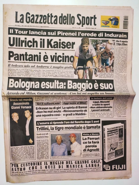 GAZZETTA DELLO SPORT 22 LUGLIO 1997 MARCO PANTANI VINCE A MORZINE TOUR DE FRANCE