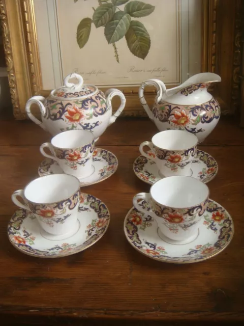 4 Tasses, sucrier, crèmier Sarreguemines Minton 833