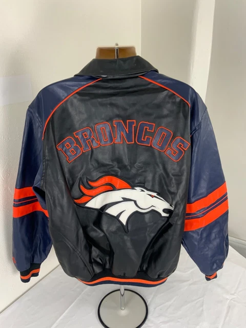 NFL Game Day Men's Large Denver Bronco's Full Zip Collared Jacket (w/ flaw READ)