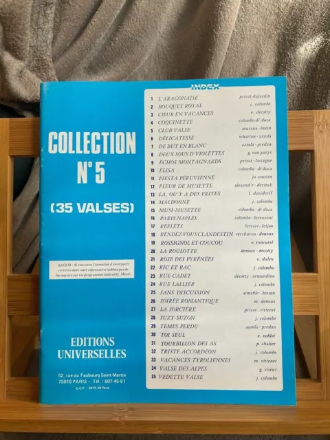Collection n°5 35 valses accordéon piano partition éditions Universelles