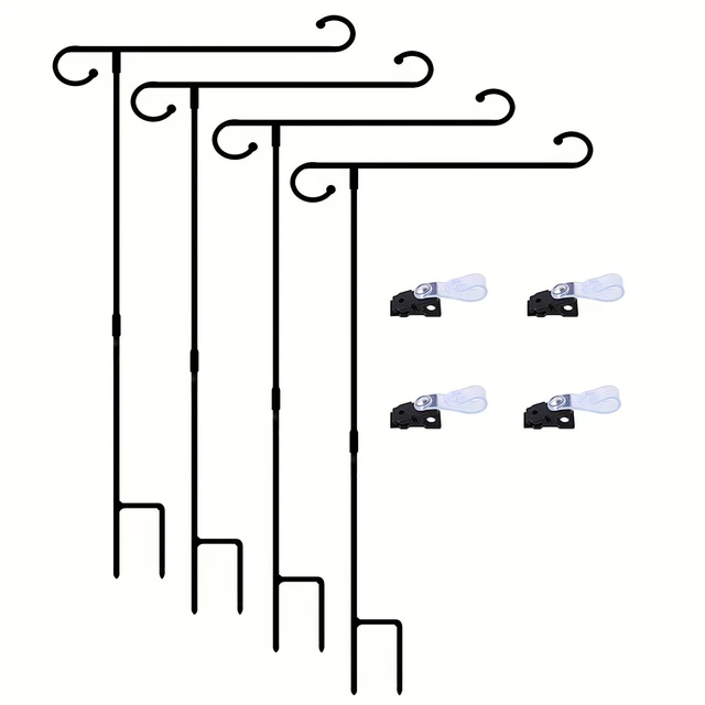 2pcs/4pcs Garden Flag Stand Holder-Pole With Flag Stopper And Clip Waterproof Po