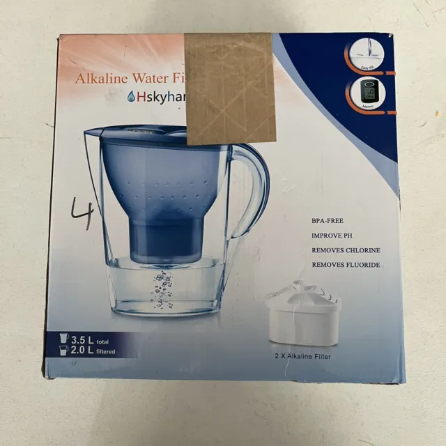 Hskyhan Alkaline Water Filter Pitcher - 3.5 Liters Improve PH, 7 Stage, Blue