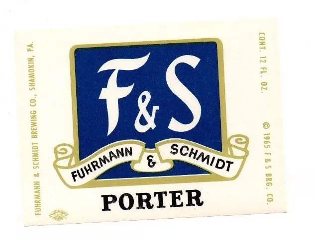 USA - Beer Label - Fuhrmann & Schmidt Brewing Co, Shamokin, PA - Porter