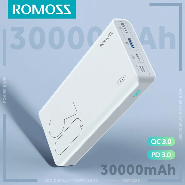 ROMOSS 18W PD QC3.0 30000mAh Portable Charger Power Bank Type-C External Battery