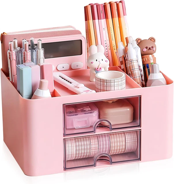 Desk Organizer with Drawers, 2 Drawer Storage Case Office Drawer Organizer with