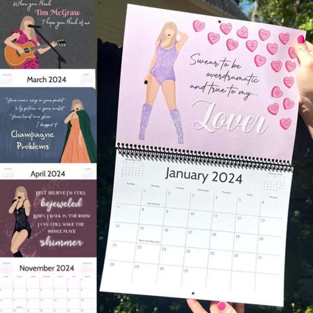 taylor-eras-tour-wall-calendar-2024-taylor-monthly-calendar-etsy