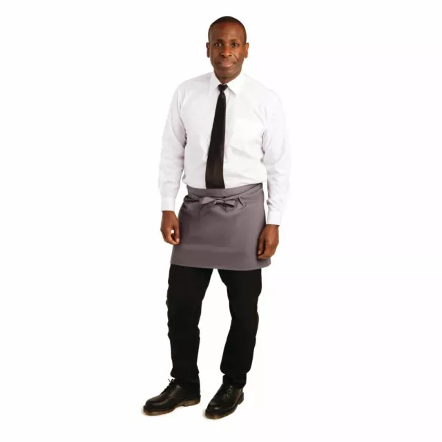 Whites Chefs Clothing Bistro Apron in Brown Polycotton - Short with Patch Pocket