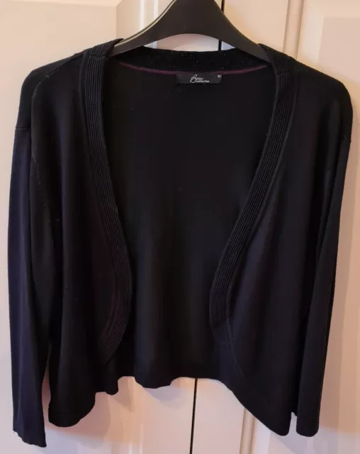 BON MARCHE COLLECTION Shrug Bolero Cardigan size M 14 Black 3 4 sleeves 3.99 PicClick UK