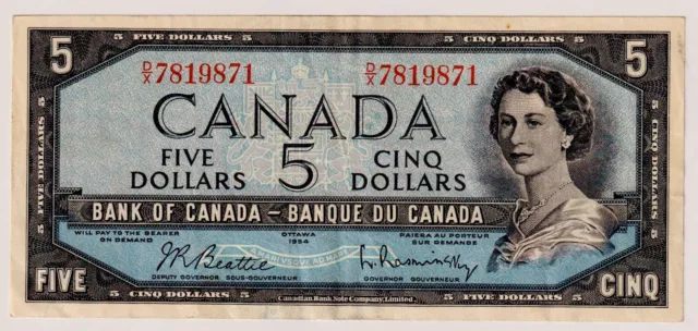 Canada $5 (1954) BC-39b / P-77b - QE II - Circulated Note D/X 7819871