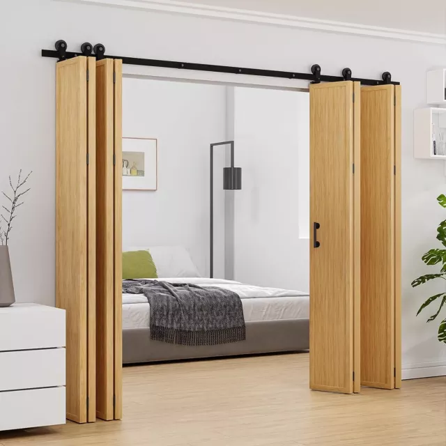 4-20FT Bifold Sliding Barn Door Hardware Kit Modern Track Roller for 4/8 Doors