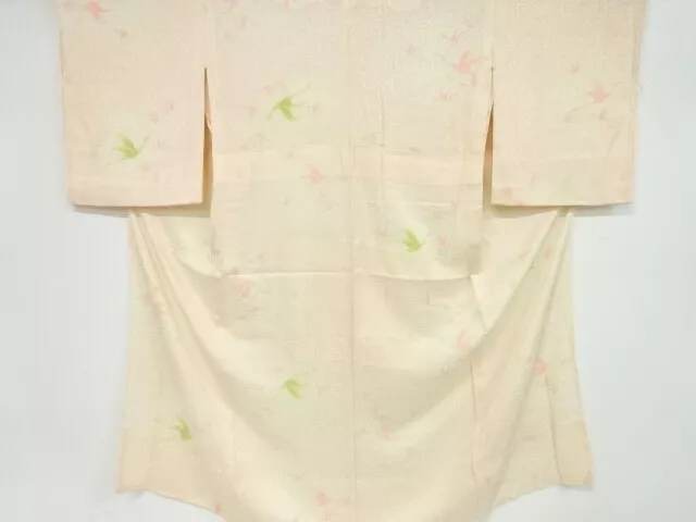 81830# Japanese Kimono / Antique Hitoe Juban / Crane