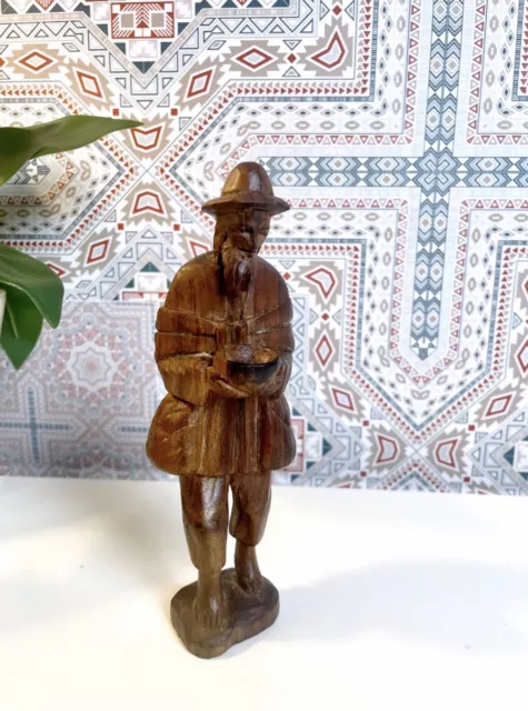 Vintage Old Man Hand-Carved Wooden Boxwood  Sculpture 6” | Big G Imports