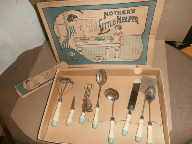 Vintage 8 Piece A & J Kitchen Tools Child's Play Set #3 in Box