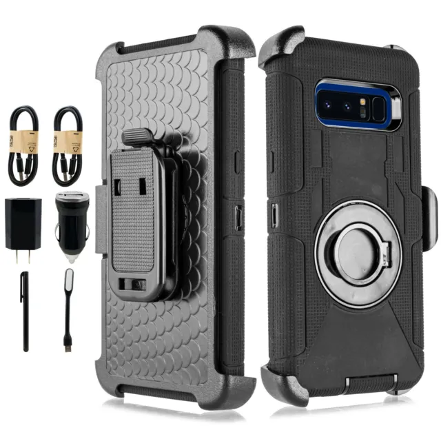 Bundle+ Samsung Galaxy Note 8 Rugged Hybrid Rubber Protection Belt Clip Case