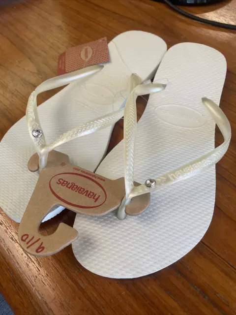 Havaianas Women's Slim Crystal Sandal Flip Flop White US 6, 9.5, 11.5