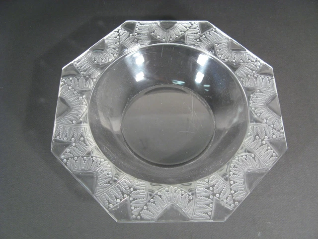 Lalique Ancienne Coupe Verre Moulé Pressé Modèle Chantilly Décor Fougères