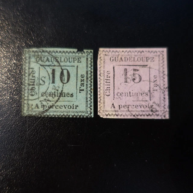 France Colonie Guadeloupe Timbre Taxe N°7/8 Oblitéré Cachet A Date Cote 180€