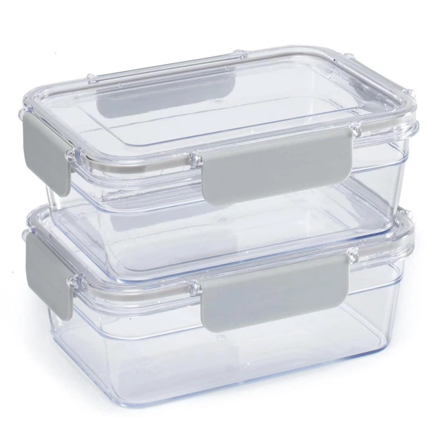 NUEVO 4,2 tazas Tritan a prueba de manchas contenedor de almacenamiento de alimentos juego de 2 fácil de usar