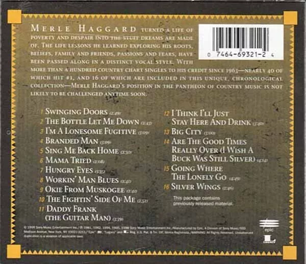 16 BIGGEST HITS ~ Merle Haggard ~ Country ~ CD ~ Good $10.00 - PicClick