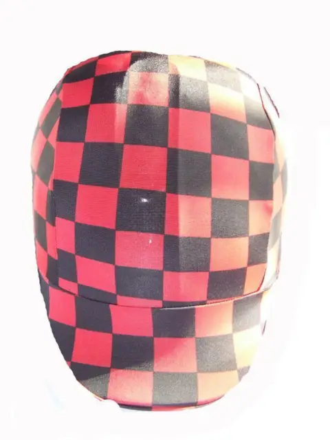 Ecotak lycra helmet cover - Red black check Ecotak