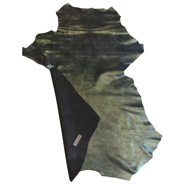 Cuero Genuino Verde Cueros Piel de Serpiente Tela Artesanal Fina en En relieve Hágalo usted mismo Tapicería