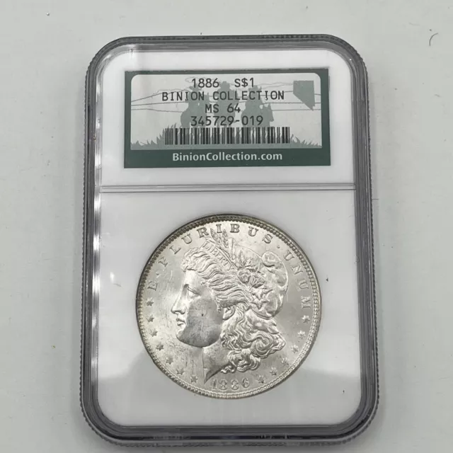 1886 P Morgan Silver Dollar NGC Graded MS64 Binion Collection 3