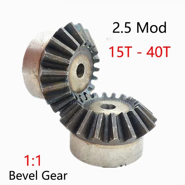 Quality 2.5 Modulus Bevel Gear 15T-40T Transmission Gears 90° 1:1 Pairing Metal