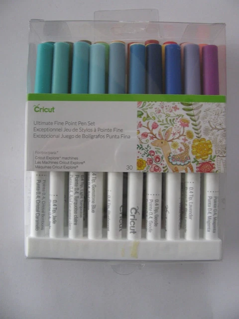 Juego de bolígrafos de punto fino Cricut Ultimate 2017 2004060, puntas de 0,4 mm 30 unidades nuevo en paquete