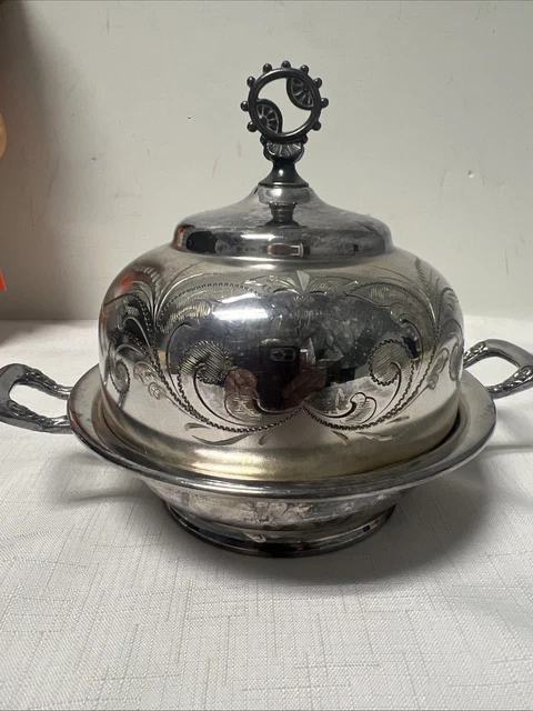 【Hartford Silver】ベリーのティーキャディー【シルバープレート】 VTG HARTFORD SILVER Plated Candy Dish W/Handle Bow, Floral
