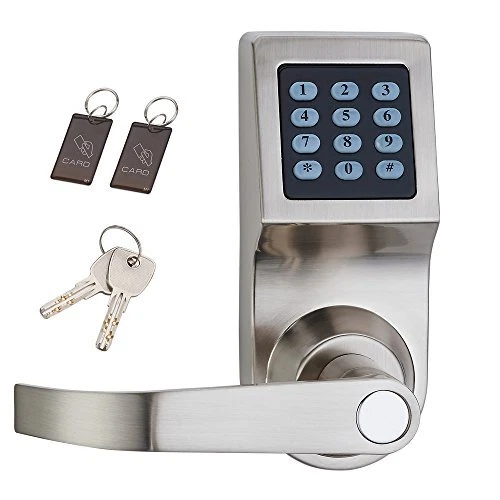 Digital Door Lock,Unlock with M1 Card, Code and Key,Default for Left Hand