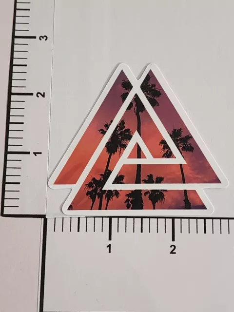 Geometric Triangles with Palm Trees Against Sunlit Sky Sticker Decal Awesome Fun 2