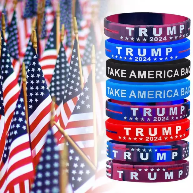 8 Pack Trump 2024 Silicone Bracelet PartyFavor Keep America GreatWristband Y4J7