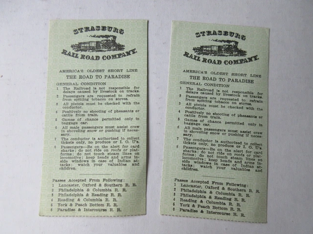 lot of 2 STRASBURG RAILROAD COMPANY TICKET STUBS